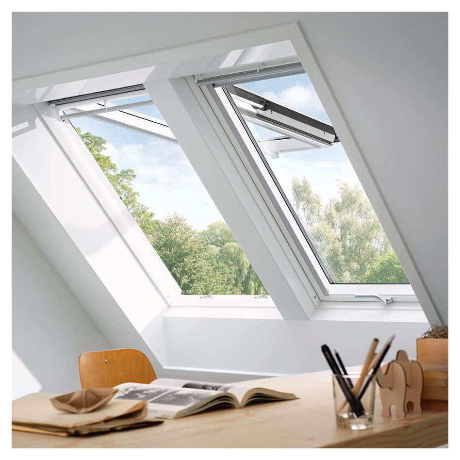 VELUX Klapp-Schwing-Fenster GPL 2084 Manuell Holz weiß Alu ENERGIE Dachfenster, 78x160 cm (MK10)
