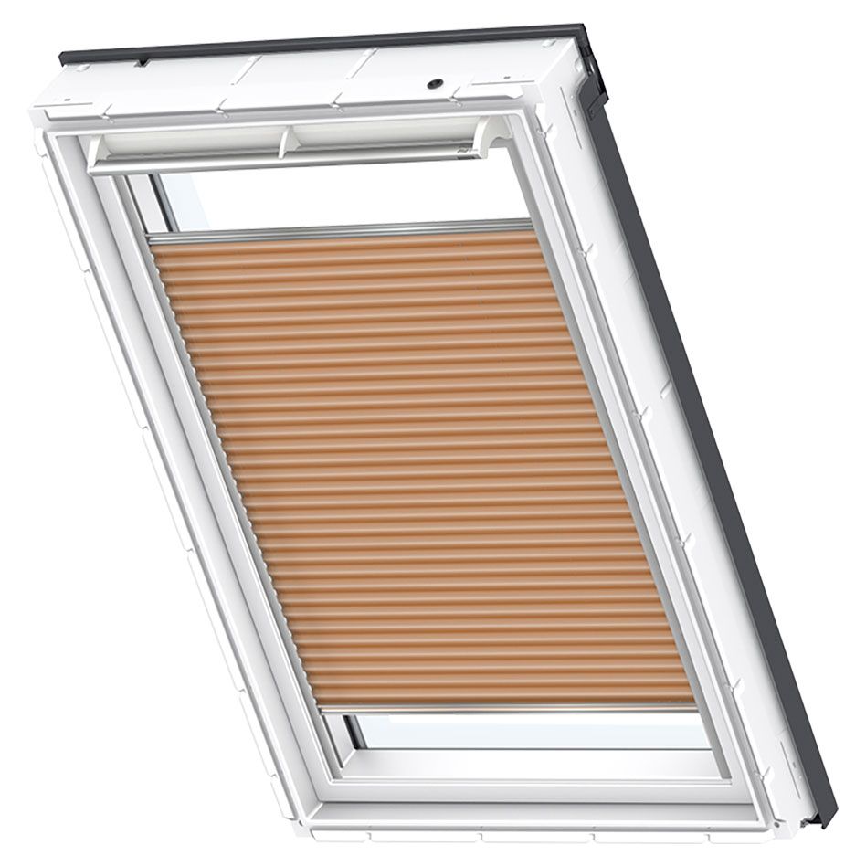 VELUX Wabenplissee Uni Goldbeige 1049 Uni Goldbeige 1049, FK04, Elektro,GGU,VELUX,weiße Schiene Image