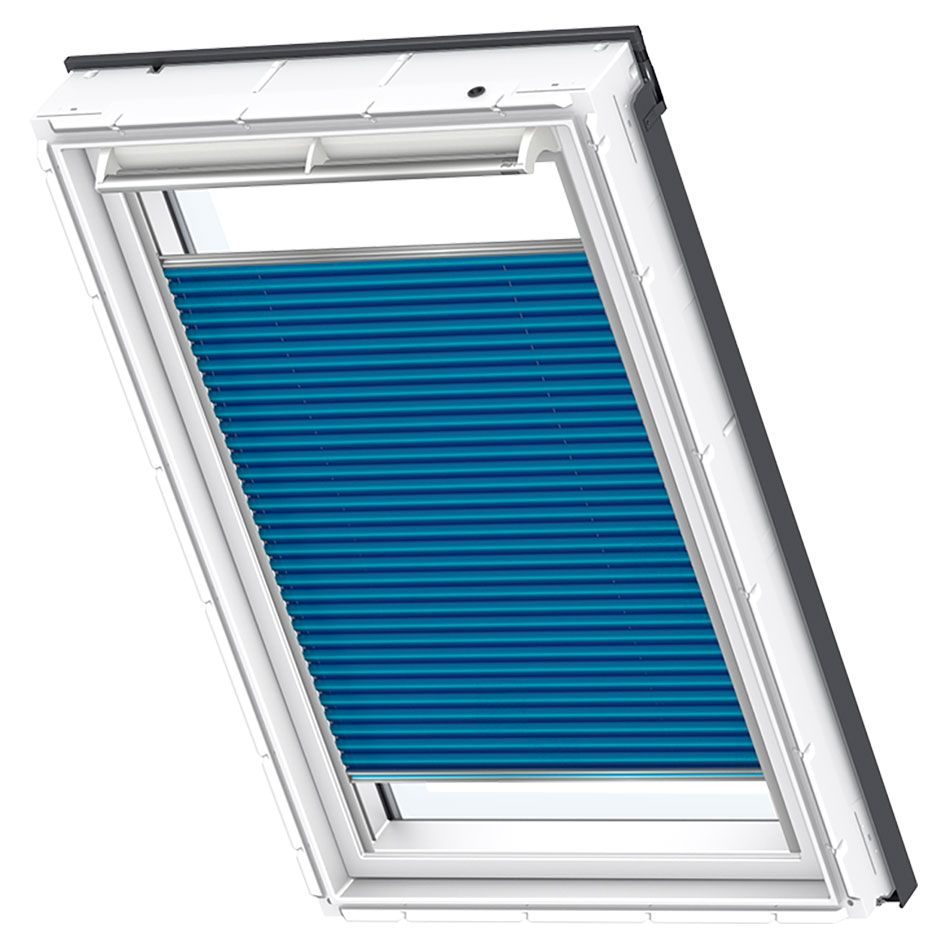 VELUX Wabenplissee Uni Blau 1156 Uni Blau 1156, SK06, Elektro,GGU,VELUX,weiße Schiene Image