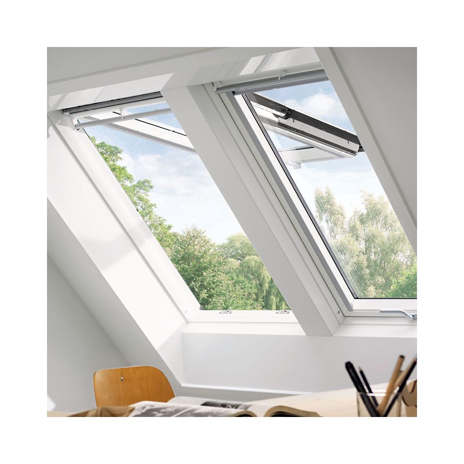 VELUX Dachfenster GPL 2070 Klapp-Schwingfenster Holz THERMO weiß Fenster, 94x118 cm (PK06)