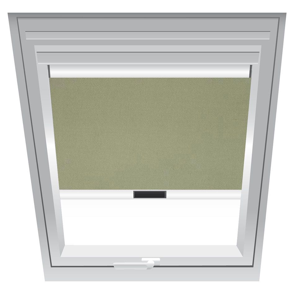 Roto Verdunklungsrollo Braunbeige 1-V04, 134x78 cm (13/7), 647 Kunststoff,Elektro,Roto,weiße Schiene Image