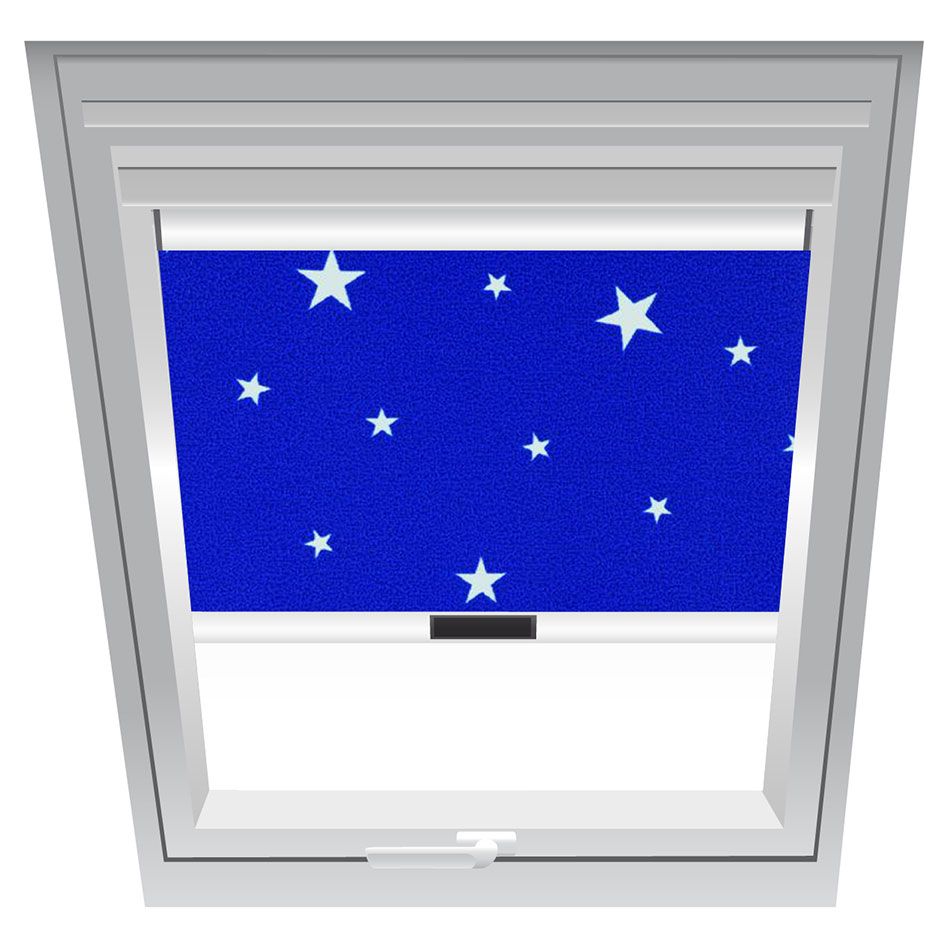 Roto Verdunklungsrollo Sterne-Marinen-Blau 3-V62, 94x118 cm (9/11), 315,Aluminiumschiene,Elektro,Roto Image
