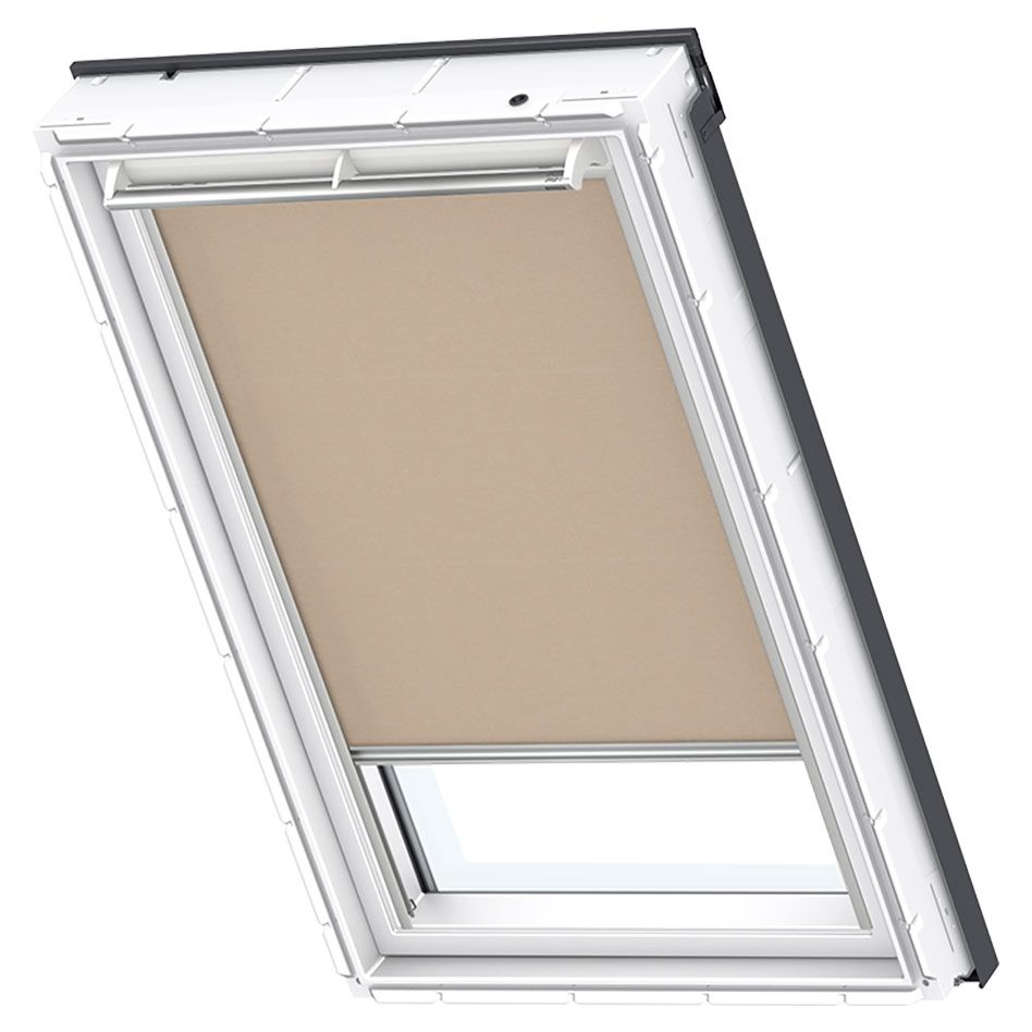 VELUX Sichtschutzrollo Uni Sand 4155, MK06, Elektro,GGU,VELUX,weiße Schiene