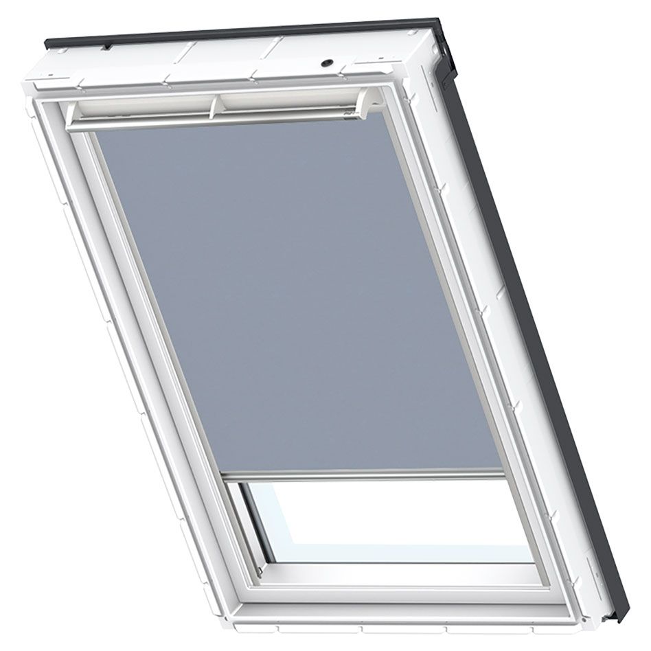 VELUX Sichtschutzrollo Uni Blau 9050, MK06, Aluminiumschiene,GGU,Manuell,VELUX