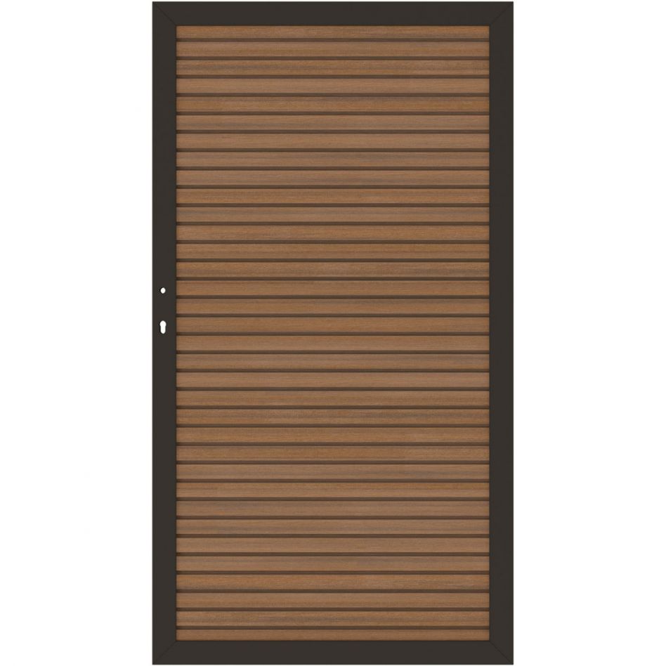 TraumGarten Sichtschutzzaun SYSTEM NEO PLATINUM Tor teak-braun Image