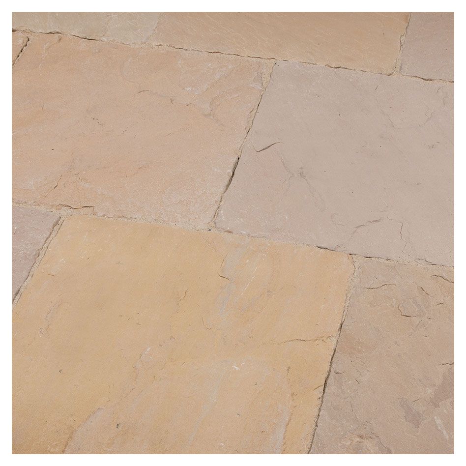 Seltra Natursteine Terrassenplatten MANDRA EXTRA satiniert Sandstein gelb-hellbeige, 30x30x3 cm