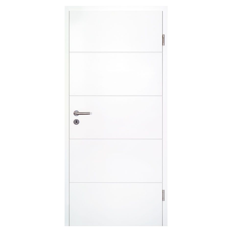 Kilsgaard Zimmertür weiß mit Zarge Set Typ 17/14 F-W lackiert ähnlich RAL 9010, DIN Links, 233-253 mm,735x2110 mm