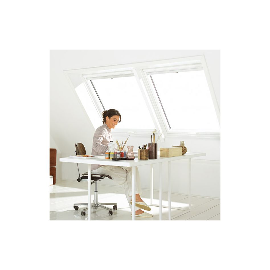 VELUX Dachfenster Lichtlösung DUO Kunststoff THERMO weiß Fenster, 94x140 cm (PK08)