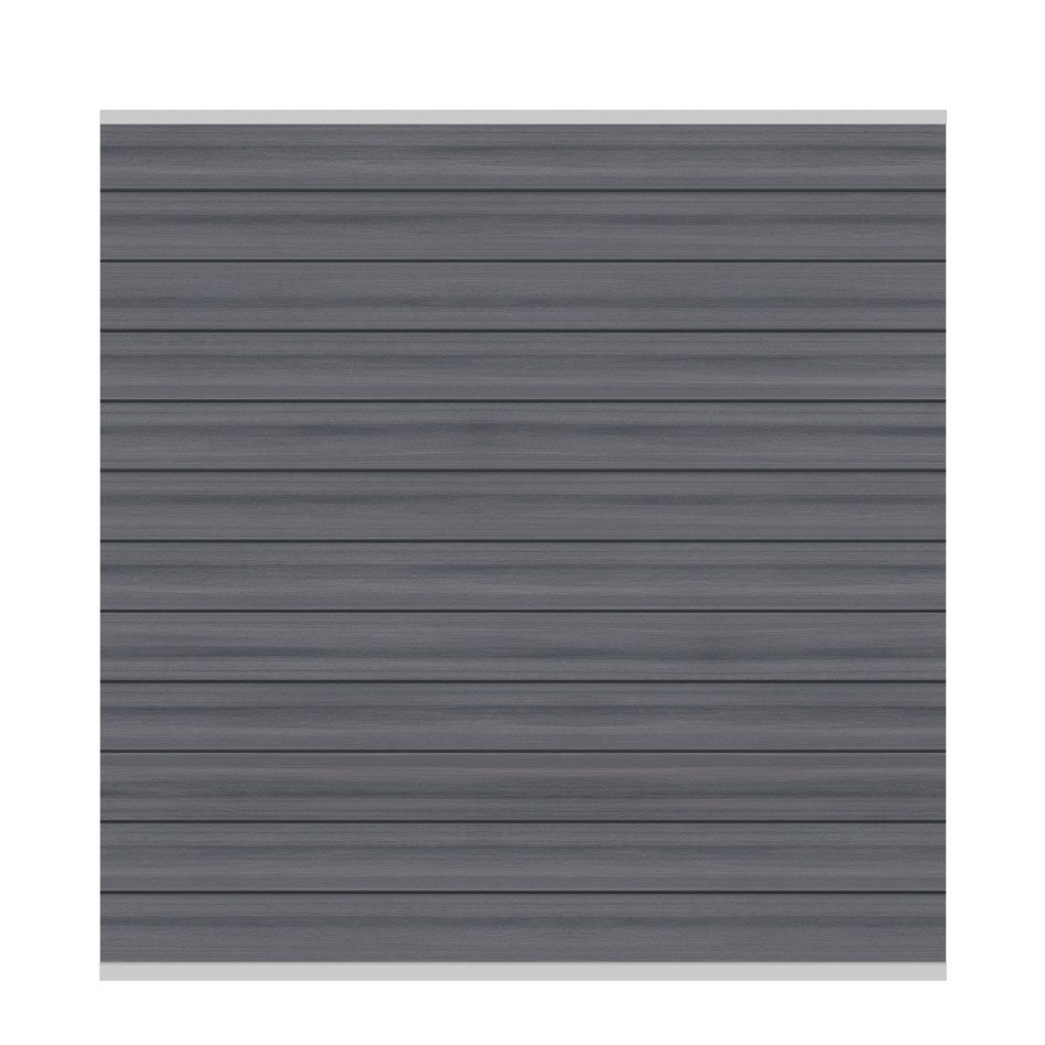 TraumGarten WPC-Sichtschutzzaun Rundum-Sorglos-Paket PLATINUM Grau Sichtschutz Steckzaun Lamellenzaun, Aufdübeln, 7,31 m,Anthrazit Image