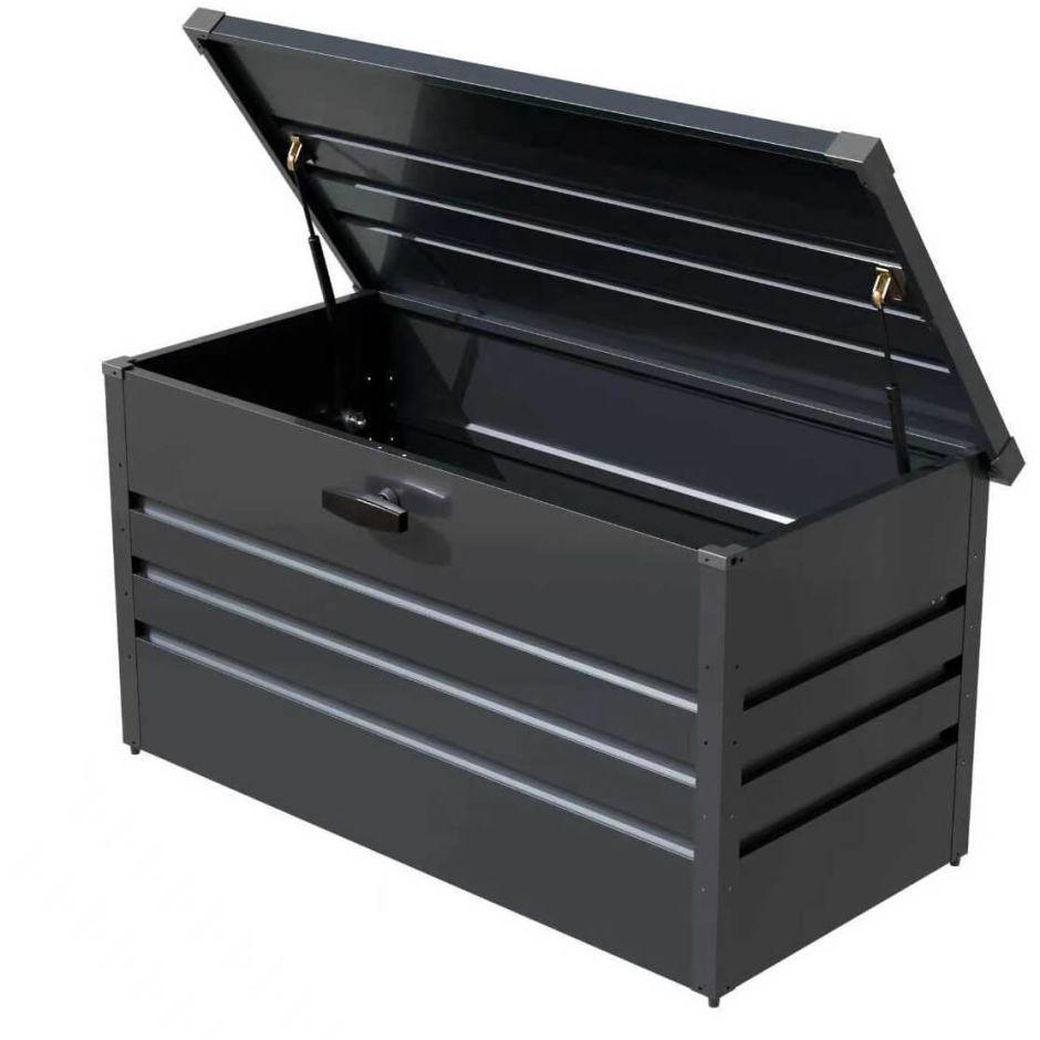 Wellker Gartenbox 400 L Metall Auflagenbox anthrazit
