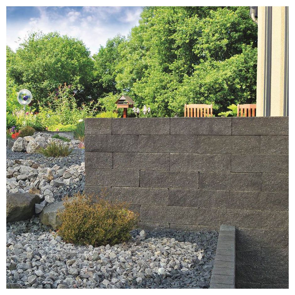 EHL Gartenmauer Mauersystem BossIntak light basalt-anthrazit Mauersteine