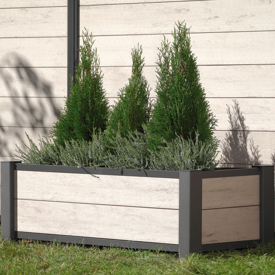 TraumGarten WPC Pflanzkasten Anthrazit 129x52x40cm | BENZ24