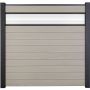 GroJa Solid Steckzaun Sichtschutzzaun mit 30 cm ESG-Glas Designeinsatz Bi-Color Sand Sichtschutz Steckzaun Lamellenzaun