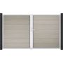 GroJa Doppeltor Solid Grande Steckzaun Bi-Color Sand 