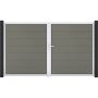 GroJa Doppeltor Solid Grande Steckzaun Grau 