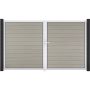GroJa Doppeltor Solid Steckzaun Bi-Color Sand