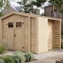 weka Gartenhaus Killarney Naturbelassen inkl. Holzlager Regal