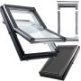 Wellker Komplett-Set Dachfenster R49 3-fach Verglasung mit Hitzeschutz ZAR, made by Roto Bestehend aus: Dachfenster, Eindeckrahmen und Außenrollo