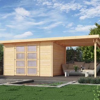 weka Gartenhaus 321 mit Anbau 230 cm naturbelassen Gartenhütte